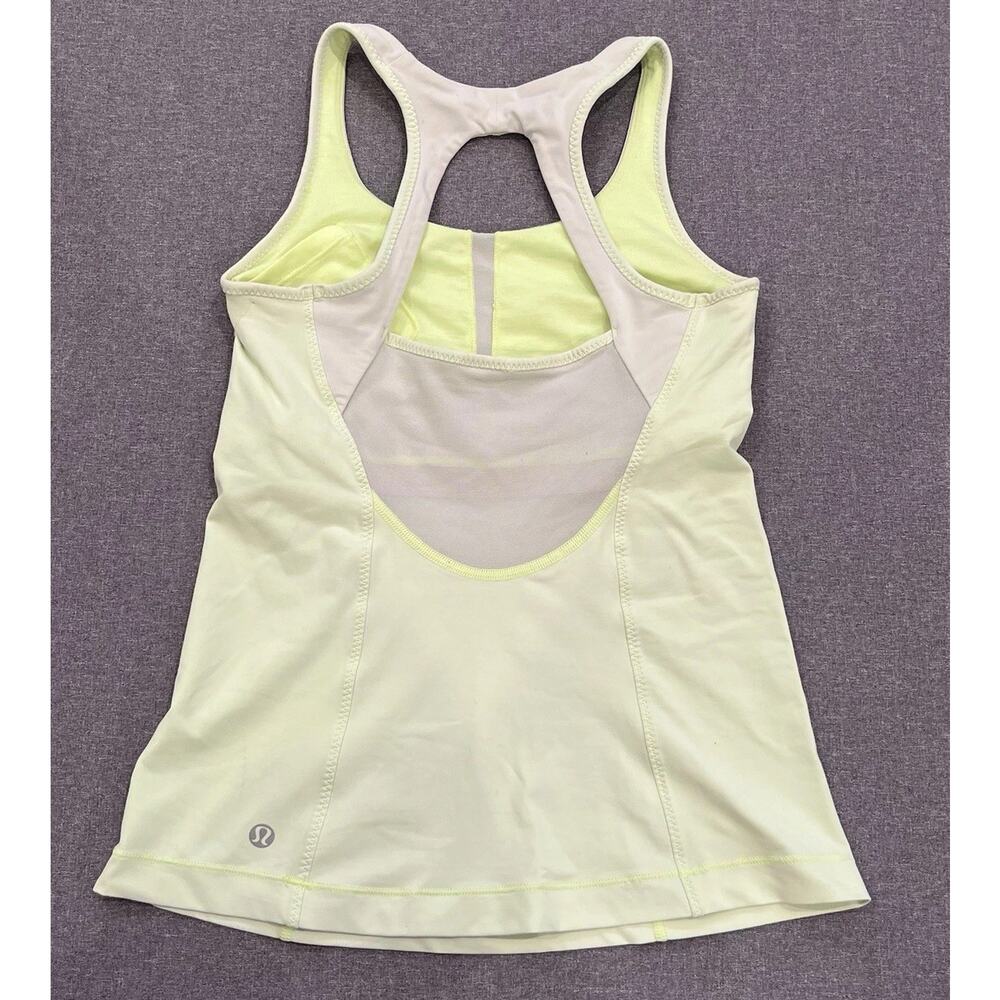 LULULEMON Run Pace Tank Top Neon Faded Zap Racerback Open Back Yoga Size 8